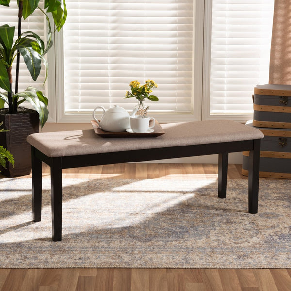 Baxton Studio Baxton Studio Transitional Upholstered Dining Bench with Dark Brown Wood Frame for Timeless Style Sand RH037-Sand/Dark Brown-Dining Bench