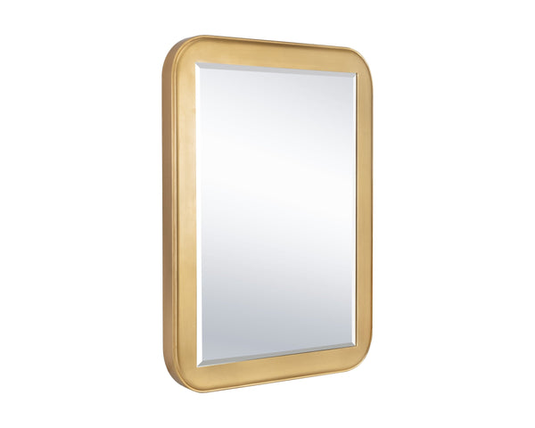 Sunpan Topanga Gold Foil Wood Frame Wall Mirror Artisan Beveled Glass for Living Room 109163