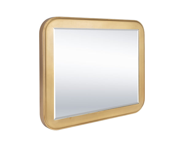 Sunpan Topanga Gold Foil Wood Frame Wall Mirror Artisan Beveled Glass for Living Room 109163