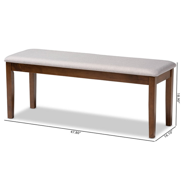 Baxton Studio Baxton Studio Transitional Grey Upholstered Dining Bench with Walnut Brown Legs for Stylish Comfort RH037-Grey/Walnut-Dining Bench