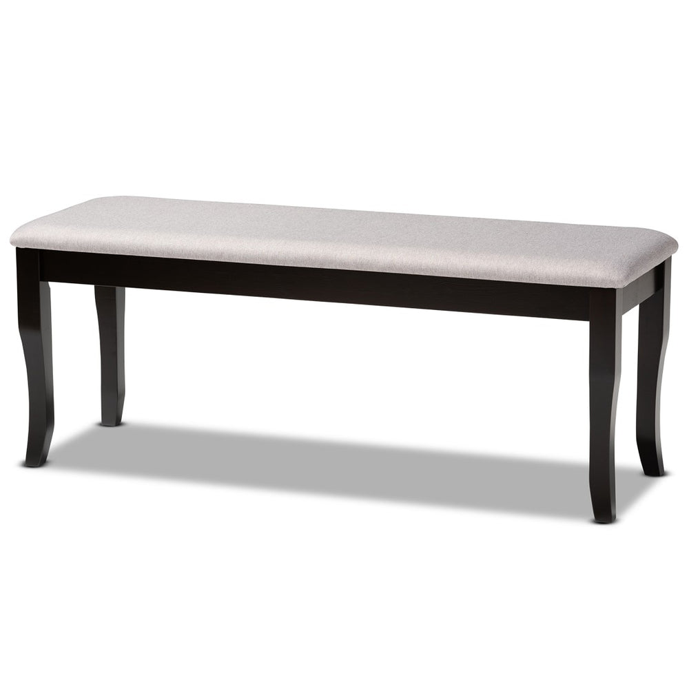 Baxton Studio Baxton Studio Modern Transitional Grey Upholstered Dining Bench with Walnut Brown Cabriole Legs Cornelie Dark RH036-Grey/Dark Brown-Dining Bench