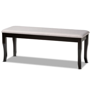 Baxton Studio Baxton Studio Modern Transitional Grey Upholstered Dining Bench with Walnut Brown Cabriole Legs Cornelie Dark RH036-Grey/Dark Brown-Dining Bench
