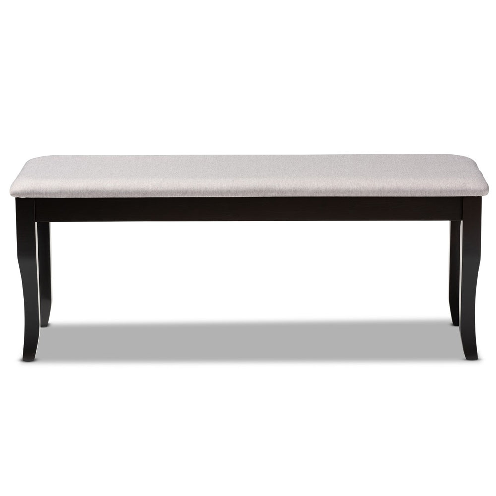 Baxton Studio Baxton Studio Modern Transitional Grey Upholstered Dining Bench with Walnut Brown Cabriole Legs Cornelie Dark RH036-Grey/Dark Brown-Dining Bench