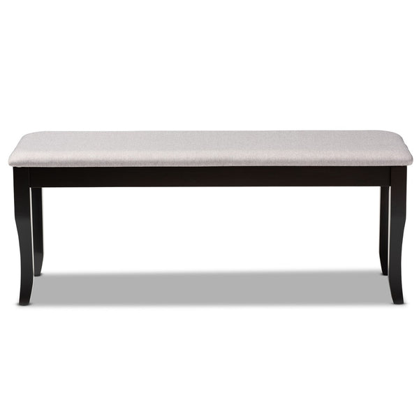 Baxton Studio Baxton Studio Modern Transitional Grey Upholstered Dining Bench with Walnut Brown Cabriole Legs Cornelie Dark RH036-Grey/Dark Brown-Dining Bench