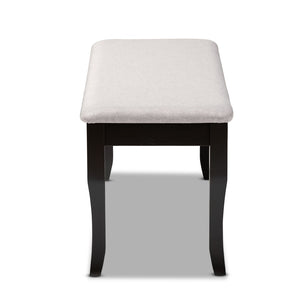 Baxton Studio Baxton Studio Modern Transitional Grey Upholstered Dining Bench with Walnut Brown Cabriole Legs Cornelie Dark RH036-Grey/Dark Brown-Dining Bench