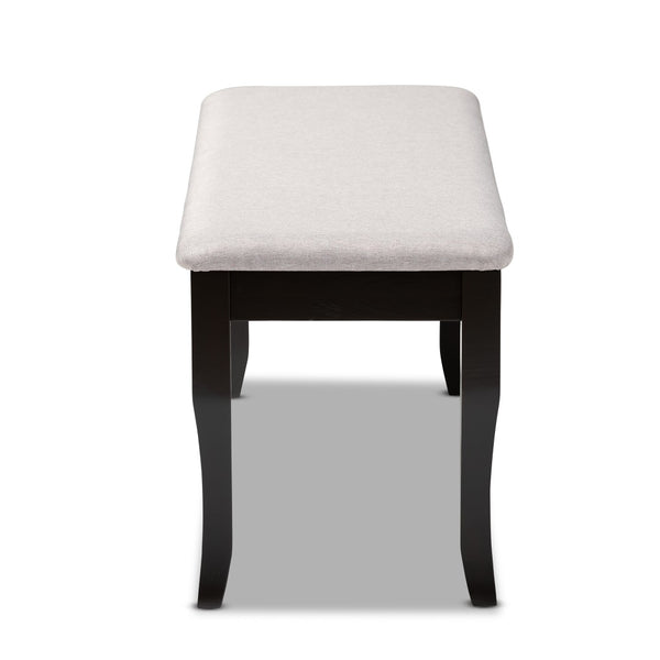 Baxton Studio Baxton Studio Modern Transitional Grey Upholstered Dining Bench with Walnut Brown Cabriole Legs Cornelie Dark RH036-Grey/Dark Brown-Dining Bench