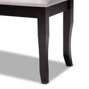 Baxton Studio Baxton Studio Modern Transitional Grey Upholstered Dining Bench with Walnut Brown Cabriole Legs Cornelie Dark RH036-Grey/Dark Brown-Dining Bench