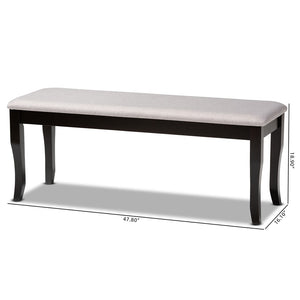 Baxton Studio Baxton Studio Modern Transitional Grey Upholstered Dining Bench with Walnut Brown Cabriole Legs Cornelie Dark RH036-Grey/Dark Brown-Dining Bench