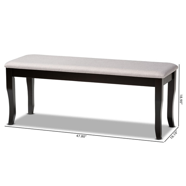 Baxton Studio Baxton Studio Modern Transitional Grey Upholstered Dining Bench with Walnut Brown Cabriole Legs Cornelie Dark RH036-Grey/Dark Brown-Dining Bench