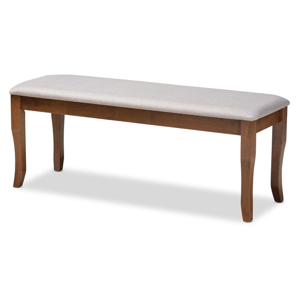 Baxton Studio Baxton Studio Modern Transitional Grey Upholstered Dining Bench with Walnut Brown Cabriole Legs Cornelie Walnut RH036-Grey/Walnut-Dining Bench