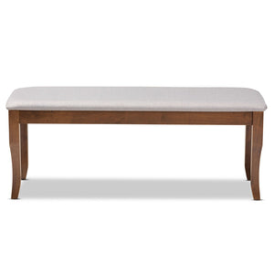 Baxton Studio Baxton Studio Modern Transitional Grey Upholstered Dining Bench with Walnut Brown Cabriole Legs Cornelie Walnut RH036-Grey/Walnut-Dining Bench