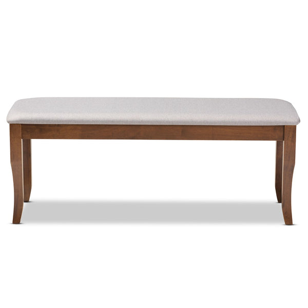 Baxton Studio Baxton Studio Modern Transitional Grey Upholstered Dining Bench with Walnut Brown Cabriole Legs Cornelie Walnut RH036-Grey/Walnut-Dining Bench