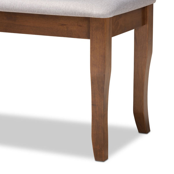 Baxton Studio Baxton Studio Modern Transitional Grey Upholstered Dining Bench with Walnut Brown Cabriole Legs Cornelie Walnut RH036-Grey/Walnut-Dining Bench