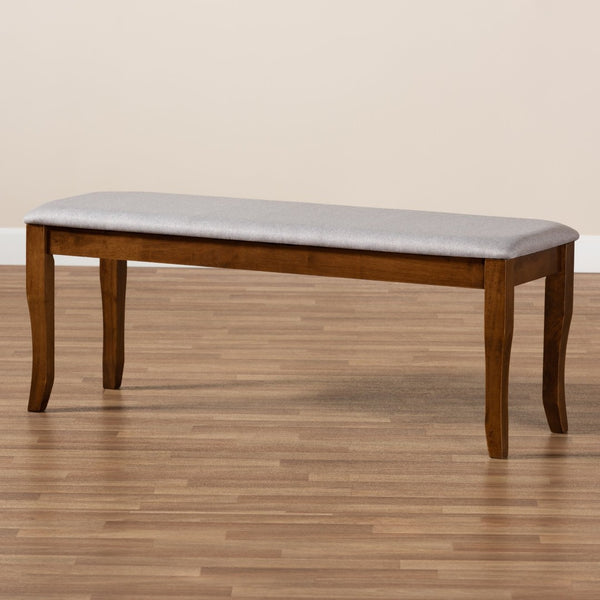 Baxton Studio Baxton Studio Modern Transitional Grey Upholstered Dining Bench with Walnut Brown Cabriole Legs Cornelie Walnut RH036-Grey/Walnut-Dining Bench