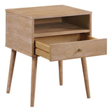 OSP Home Furnishings Rena 1-Drawer Side Table with Shelf Ash