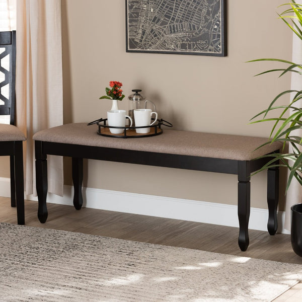Baxton Studio Baxton Studio Corey Modern Upholstered Dining Bench with Wood Legs for Stylish Entryway Seating Sand Dark RH039-Sand/Dark Brown-Dining Bench