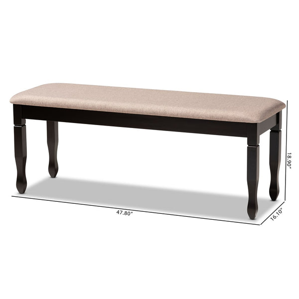 Baxton Studio Baxton Studio Corey Modern Upholstered Dining Bench with Wood Legs for Stylish Entryway Seating Sand Dark RH039-Sand/Dark Brown-Dining Bench