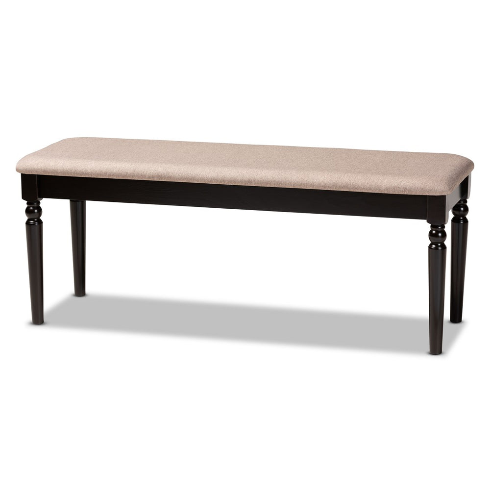 Baxton Studio Baxton Giovanni Elegant Sand Fabric Dining Bench with Dark Brown Wood Finish for Modern Spaces RH038-Sand/Dark Brown-Dining Bench