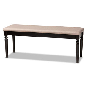 Baxton Studio Baxton Giovanni Elegant Sand Fabric Dining Bench with Dark Brown Wood Finish for Modern Spaces RH038-Sand/Dark Brown-Dining Bench