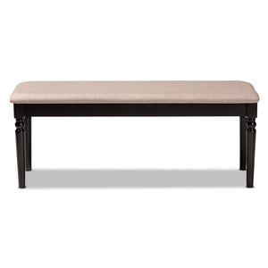 Baxton Studio Baxton Giovanni Elegant Sand Fabric Dining Bench with Dark Brown Wood Finish for Modern Spaces RH038-Sand/Dark Brown-Dining Bench
