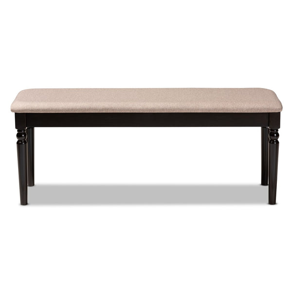 Baxton Studio Baxton Giovanni Elegant Sand Fabric Dining Bench with Dark Brown Wood Finish for Modern Spaces RH038-Sand/Dark Brown-Dining Bench
