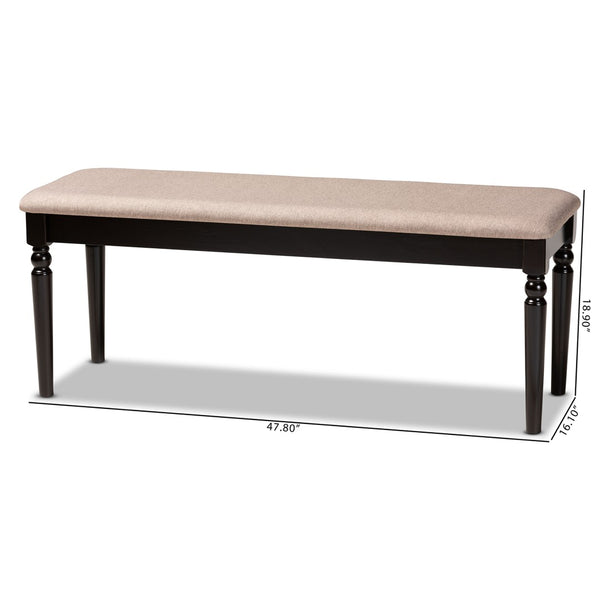 Baxton Studio Baxton Giovanni Elegant Sand Fabric Dining Bench with Dark Brown Wood Finish for Modern Spaces RH038-Sand/Dark Brown-Dining Bench