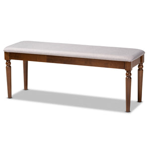 Baxton Studio Baxton Giovanni Modern Grey Upholstered Dining Bench with Walnut Brown Finish & Classic Details RH038-Grey/Walnut-Dining Bench