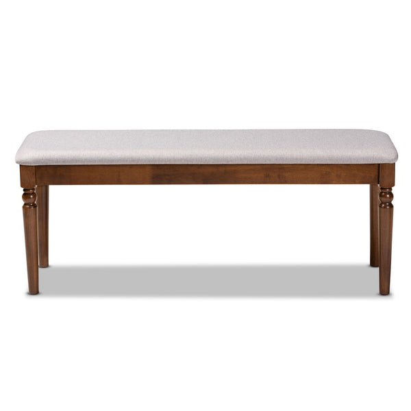 Baxton Studio Baxton Giovanni Modern Grey Upholstered Dining Bench with Walnut Brown Finish & Classic Details RH038-Grey/Walnut-Dining Bench
