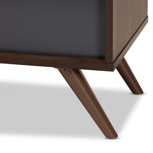 Baxton Studio Baxton Studio Naoki Modern Two-Tone Grey & Walnut TV Stand with Drop-Down Storage & Cable Management LV15TV15130-Columbia/Dark Grey-TV