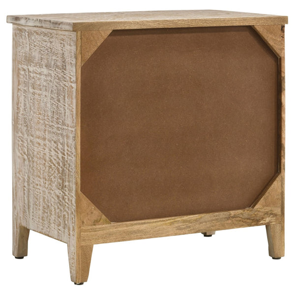 English Elm Kenzie Solid Mango Wood Cabinet with Carved Mandala Drawers in Whitewash Boho Finish B062P447820