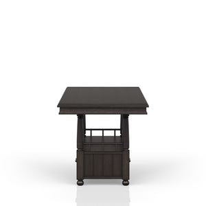 English Elm Deep Deep Coffee Counter Height Dining Table with Storage Shelf & Drawer, Solid Wood+MDF, Metal Accents, Sturdy Modern Design B2699S00009