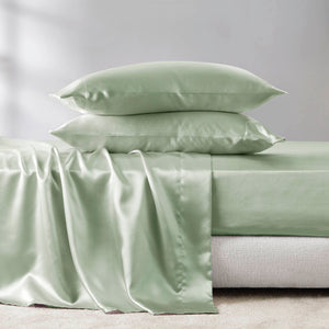English Elm 6 Luxury Queen Sheet Set Satin 100% Polyester 90GSM Smooth Wrinkle-Resistant Deep Pocket Bedding Sage 11.81 L x 9.84 W x 3.94 H B035P319700