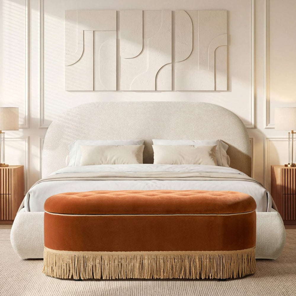 English Elm Archie Puffy Arch Headboard Queen Platform Bed Chenille Upholstered Minimalist Frame B2719P479035