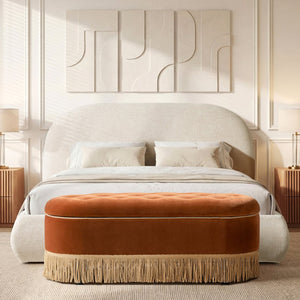 English Elm Archie Puffy Arch Headboard Queen Platform Bed Chenille Upholstered Minimalist Frame B2719P479035