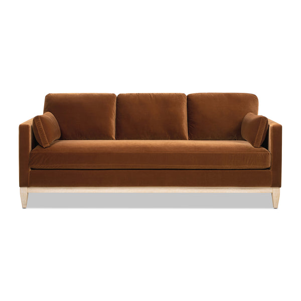 English Elm Jennifer Taylor Home - Knox 84" Modern Farmhouse Sofa in Burnt Orange Velvet — Performance, Feather-Down Comfort, 84" B2719P280171