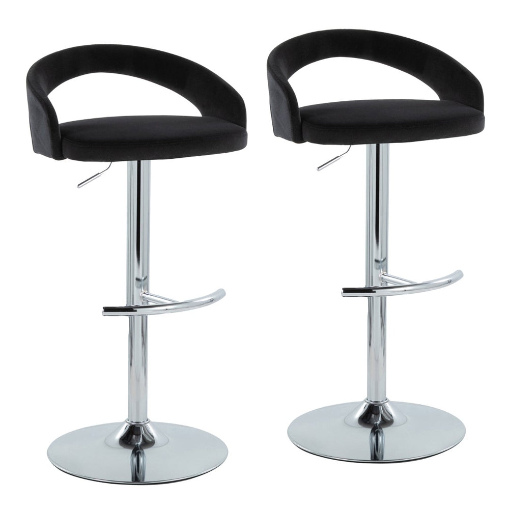 English Elm Adjustable Velvet Swivel Barstools with Chrome Base for Kitchen Island Set of 2 B202S01993