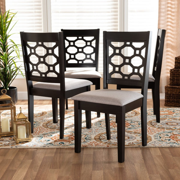 Baxton Studio Baxton Studio Peter 4-Piece Dining Chair Set - Contemporary Comfort with Stylish Cut-Out Detail Grey RH335C-Grey/Dark Brown-DC-4PK