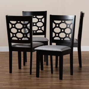 Baxton Studio Baxton Studio Peter 4-Piece Dining Chair Set - Contemporary Comfort with Stylish Cut-Out Detail Grey RH335C-Grey/Dark Brown-DC-4PK