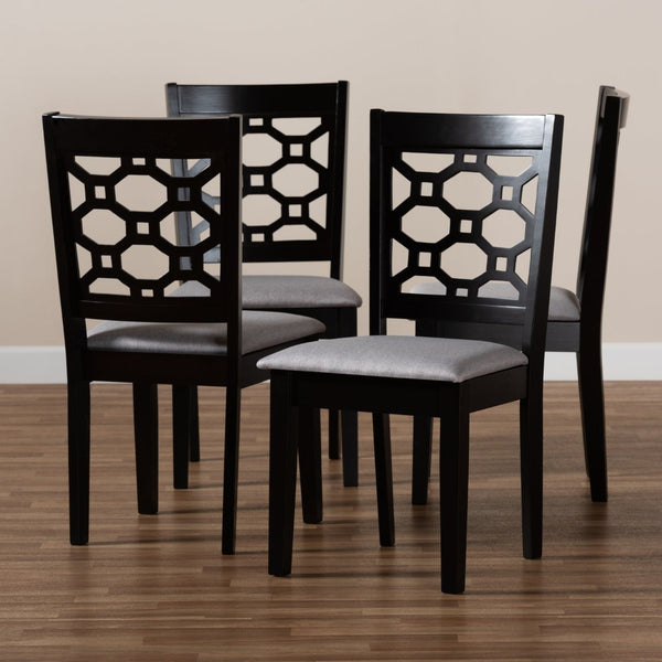 Baxton Studio Baxton Studio Peter 4-Piece Dining Chair Set - Contemporary Comfort with Stylish Cut-Out Detail Grey RH335C-Grey/Dark Brown-DC-4PK