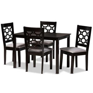 Baxton Studio Baxton Studio 5-Piece Modern Dining Set with Grey Upholstered Chairs & Dark Brown Table for Comfort RH335C-Grey/Dark Brown-5PC Dining Set