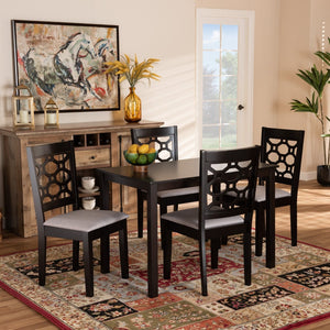 Baxton Studio Baxton Studio 5-Piece Modern Dining Set with Grey Upholstered Chairs & Dark Brown Table for Comfort RH335C-Grey/Dark Brown-5PC Dining Set