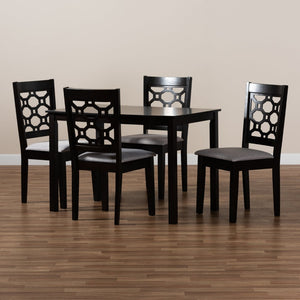 Baxton Studio Baxton Studio 5-Piece Modern Dining Set with Grey Upholstered Chairs & Dark Brown Table for Comfort RH335C-Grey/Dark Brown-5PC Dining Set