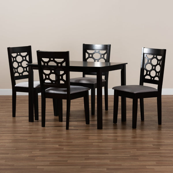 Baxton Studio Baxton Studio 5-Piece Modern Dining Set with Grey Upholstered Chairs & Dark Brown Table for Comfort RH335C-Grey/Dark Brown-5PC Dining Set