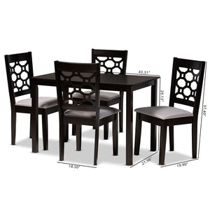 Baxton Studio Baxton Studio 5-Piece Modern Dining Set with Grey Upholstered Chairs & Dark Brown Table for Comfort RH335C-Grey/Dark Brown-5PC Dining Set