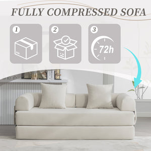 English Elm UNITED modular foldable sofa with metal frame, corduroy upholstery, side pocket & quick assembly convenience Beige W1568P374080