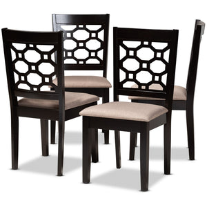 Baxton Studio Baxton Studio Peter 4-Piece Dining Chair Set - Contemporary Comfort with Stylish Cut-Out Detail Sand RH335C-Sand/Dark Brown-DC-4PK