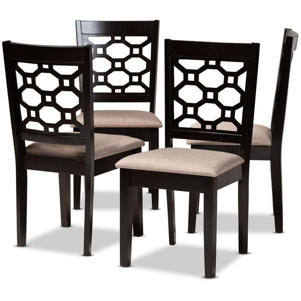 Baxton Studio Baxton Studio Peter 4-Piece Dining Chair Set - Contemporary Comfort with Stylish Cut-Out Detail Sand RH335C-Sand/Dark Brown-DC-4PK