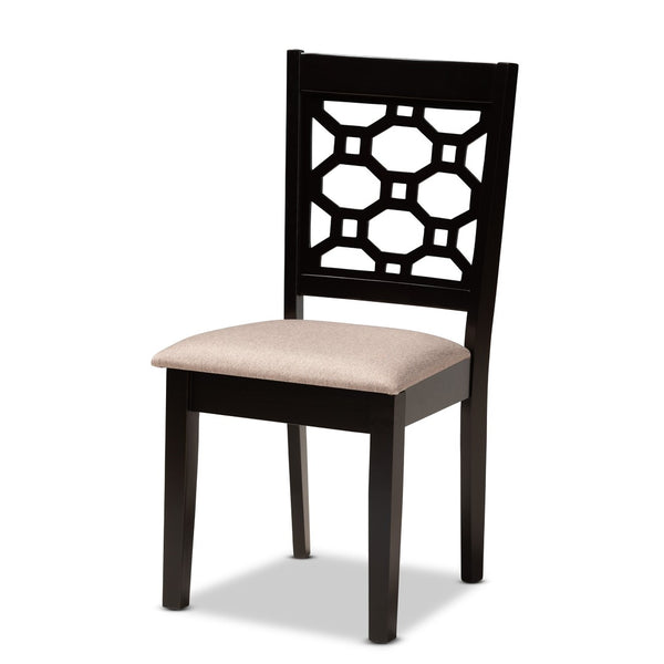 Baxton Studio Baxton Gabriel 6-Piece Dining Set - Modern Sand Upholstered Chairs & Dark Brown Table for Stylish Dining RH335C-Sand/Dark Brown-6PC Dining Set