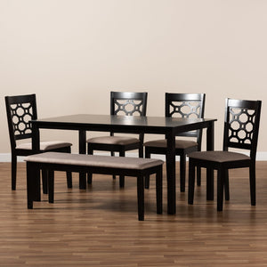 Baxton Studio Baxton Gabriel 6-Piece Dining Set - Modern Sand Upholstered Chairs & Dark Brown Table for Stylish Dining RH335C-Sand/Dark Brown-6PC Dining Set