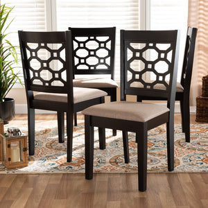 Baxton Studio Baxton Studio Peter 4-Piece Dining Chair Set - Contemporary Comfort with Stylish Cut-Out Detail Sand RH335C-Sand/Dark Brown-DC-4PK